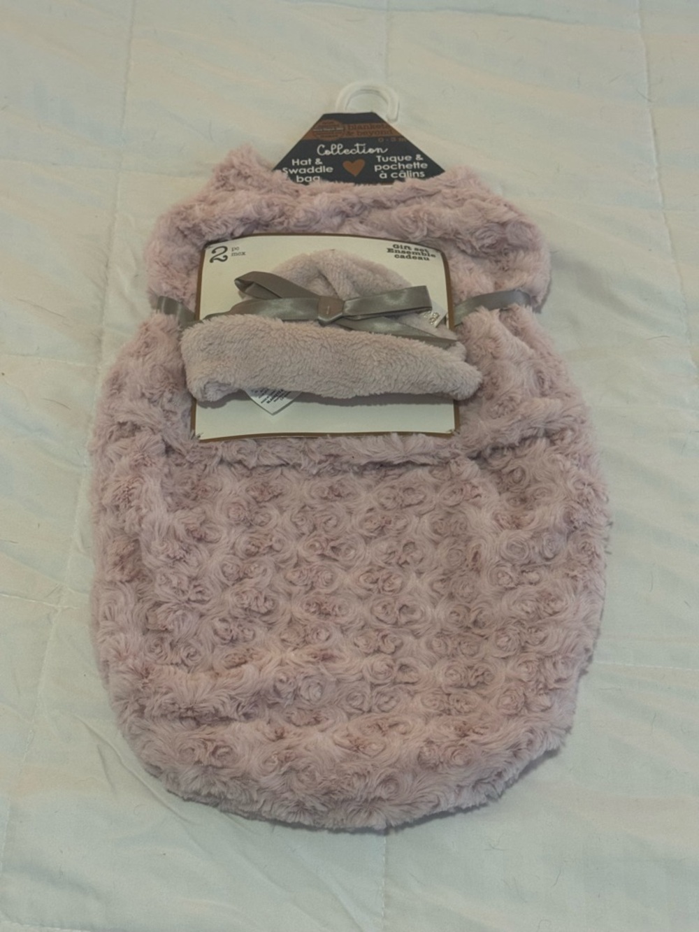 Cozy Plush Hat & Waddle Bag Set - Dusty Mauve